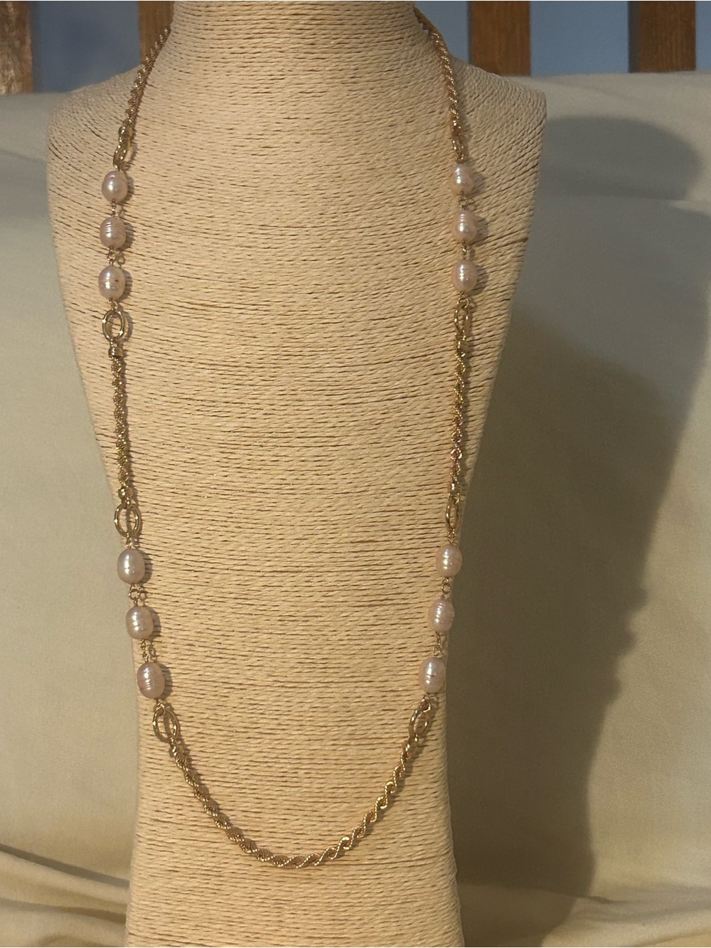 Honora Bronze Italy Genuine Pink Pearl Necklace, Rose Gold Finish, 36" Long